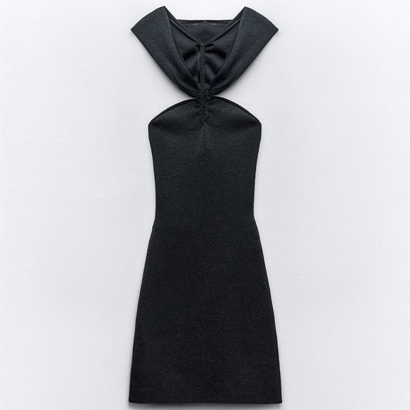 ZARA SPARKLY HOODED KNIT MIDI DRESS - Picture 3 of 4